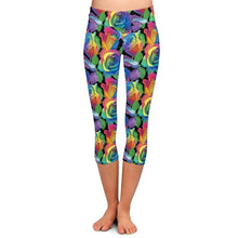 Load image into Gallery viewer, Colourful Flower Print High Waist Capri Leggings
