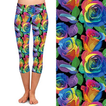 Load image into Gallery viewer, Colourful Flower Print High Waist Capri Leggings