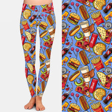 Charger l&#39;image dans la galerie, Ladies Fashion Cola Burger Fries Digital Printed Leggings