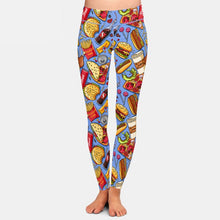 Laden Sie das Bild in den Galerie-Viewer, Ladies Fashion Cola Burger Fries Digital Printed Leggings