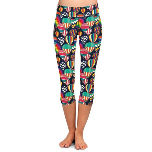 Ladies Hot Air Balloons Printed Capri Leggings