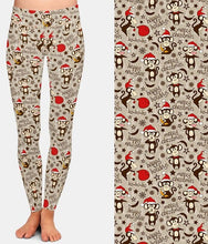 Laden Sie das Bild in den Galerie-Viewer, Ladies Cute Christmas Monkey Design Printed Leggings