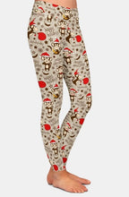 Load image into Gallery viewer, Ladies Cute Christmas Monkey Design Printed Leggings