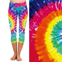 Laden Sie das Bild in den Galerie-Viewer, Womens Rainbow Tie-Dye Capri Leggings