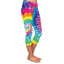 Load image into Gallery viewer, Womens Rainbow Tie-Dye Capri Leggings