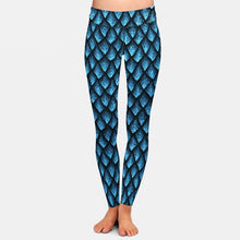 Load image into Gallery viewer, Ladies Fish Scales Patterned Brushed Leggings