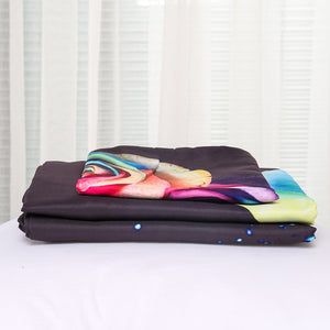 Luxury Rainbow Rose Printed Bedding Set