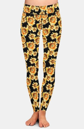 Ladies Lovely 3D Sunflowers Printed Leggings
