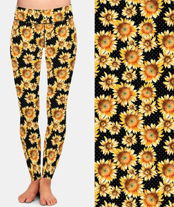 Ladies Lovely 3D Sunflowers Printed Leggings