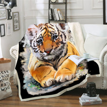 Carica l&#39;immagine nel visualizzatore di Gallery, Gorgeous Tiger 3D Printed Plush Fleece Sherpa Blankets