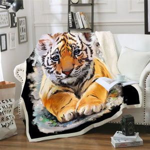 Gorgeous Tiger 3D Printed Plush Fleece Sherpa Blankets