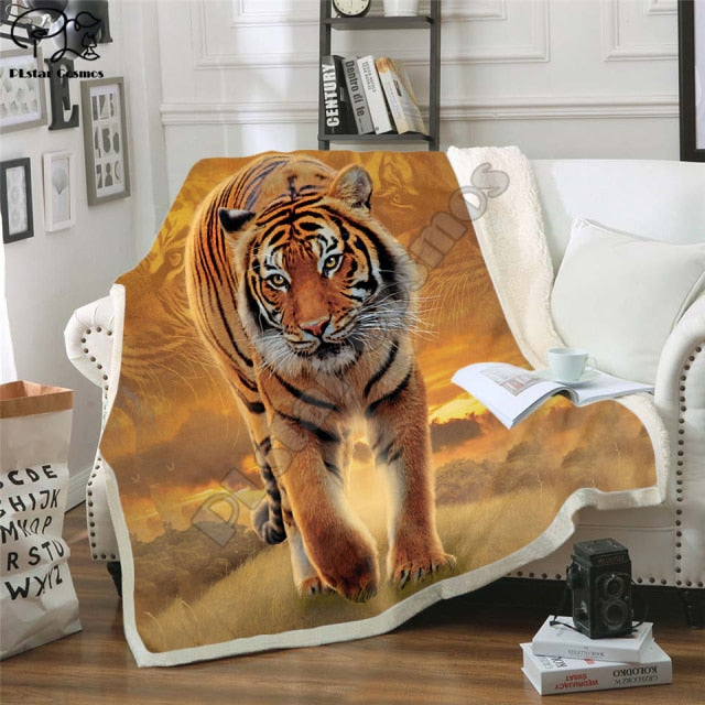 Gorgeous Tiger 3D Printed Plush Fleece Sherpa Blankets