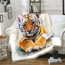Laden Sie das Bild in den Galerie-Viewer, Gorgeous Tiger 3D Printed Plush Fleece Sherpa Blankets