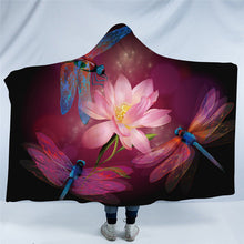 Charger l&#39;image dans la galerie, Beautiful Dragonfly Plush Sherpa Hooded Blankets