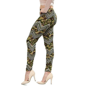 Ladies Fashion Camo & Assorted Printed Stretchy Leggings