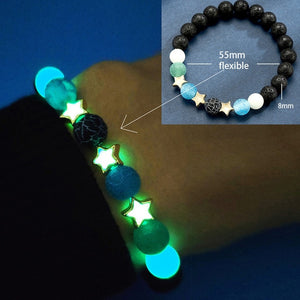 Natural Stones Luminous Glow In The Dark Bracelets With Charm