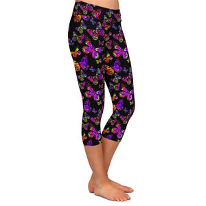 Ladies Colourful Butterflies Printed Capri Leggings