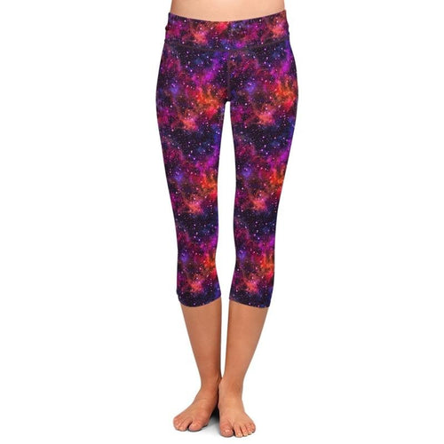 Ladies 3D Digital Printed Galaxy Capri Leggings