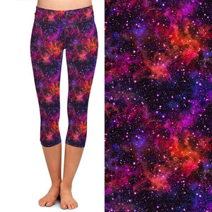 Ladies 3D Digital Printed Galaxy Capri Leggings