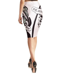 Womens Casual/Office Comic Printed Stretch Pencil Skirts