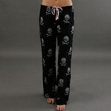 Load image into Gallery viewer, Womens Loose Boho Skull And Crossbones Printed Wide Leg Jogger Pants