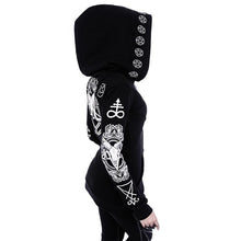 Laden Sie das Bild in den Galerie-Viewer, Womens Gothic Punk Printed Zip-Up Hoodie