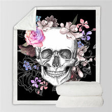 Cargar imagen en el visor de la galería, Sugar Skull Collection Sherpa Fleece Blankets