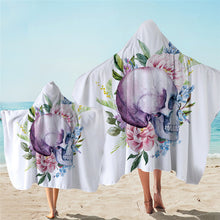 Load image into Gallery viewer, Adults &amp; Kids Floral Skull Hooded Microfiber Towels
