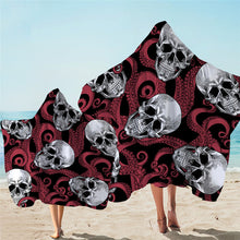Charger l&#39;image dans la galerie, Adults &amp; Kids Floral Skull Hooded Microfiber Towels