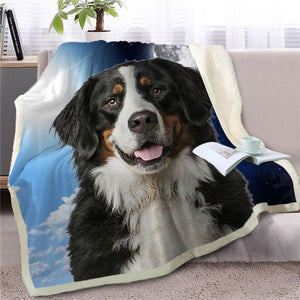 Assorted Dog Breeds Day/Night Beautiful Sherpa Throw Blankets