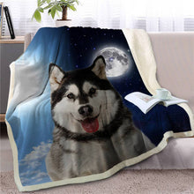 Load image into Gallery viewer, Assorted Dog Breeds Day/Night Beautiful Sherpa Throw Blankets