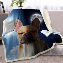 Load image into Gallery viewer, Assorted Dog Breeds Day/Night Beautiful Sherpa Throw Blankets