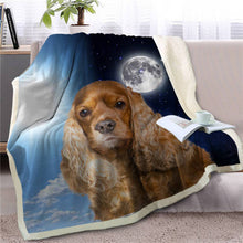 Carica l&#39;immagine nel visualizzatore di Gallery, Assorted Dog Breeds Day/Night Beautiful Sherpa Throw Blankets