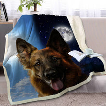 Carica l&#39;immagine nel visualizzatore di Gallery, Assorted Dog Breeds Day/Night Beautiful Sherpa Throw Blankets