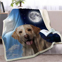 Laden Sie das Bild in den Galerie-Viewer, Assorted Dog Breeds Day/Night Beautiful Sherpa Throw Blankets