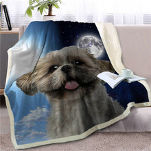 Cargar imagen en el visor de la galería, Assorted Dog Breeds Day/Night Beautiful Sherpa Throw Blankets