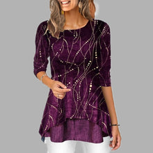 Load image into Gallery viewer, Ladies Gorgeous Print O-Neck 3/4 Sleeve Tops