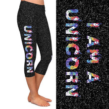 Load image into Gallery viewer, Ladies I AM A UNICORN Soft Brushed Capri Leggings