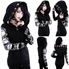 Load image into Gallery viewer, Womens Gothic Punk Long Sleeve Witch Printed Hoodie