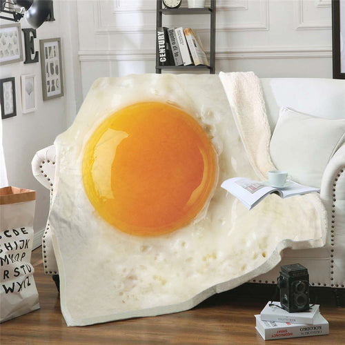 Yummy 3D Egg Printed Plush Sherpa Fleece Blankets