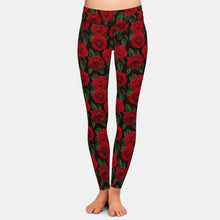 Load image into Gallery viewer, Ladies Gorgeous Red Rose Printed Leggings