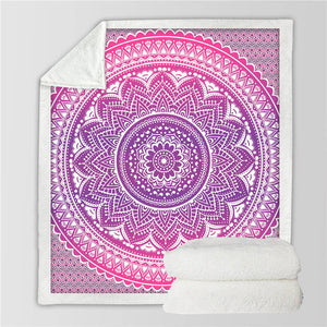 Soft & Cozy Pink Mandala Plush Sherpa Blanket
