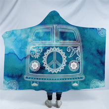 Laden Sie das Bild in den Galerie-Viewer, Watercoloured And Mandala Printed Mini Vans - Sherpa Fleece Hooded Blankets