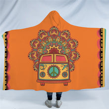 Load image into Gallery viewer, Watercoloured And Mandala Printed Mini Vans - Sherpa Fleece Hooded Blankets
