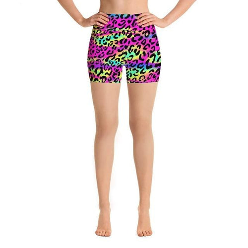 Womens Cute Rainbow Leopard Shorts