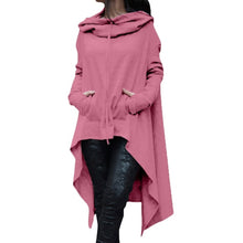 Load image into Gallery viewer, Womens Asymmetric Hem Solid Colour Long Sleeve Hoodies