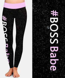 Womens #BOSSBabe Galaxy Black Leggings