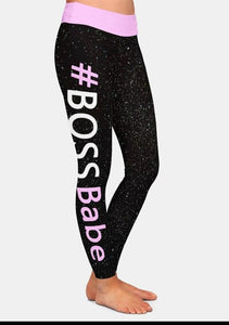 Womens #BOSSBabe Galaxy Black Leggings
