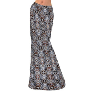 Womens Fashion Diamond Printed Long Maxi Skirt