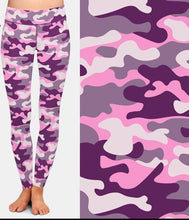 Laden Sie das Bild in den Galerie-Viewer, Ladies Pink/Purple Soft Camo Leggings